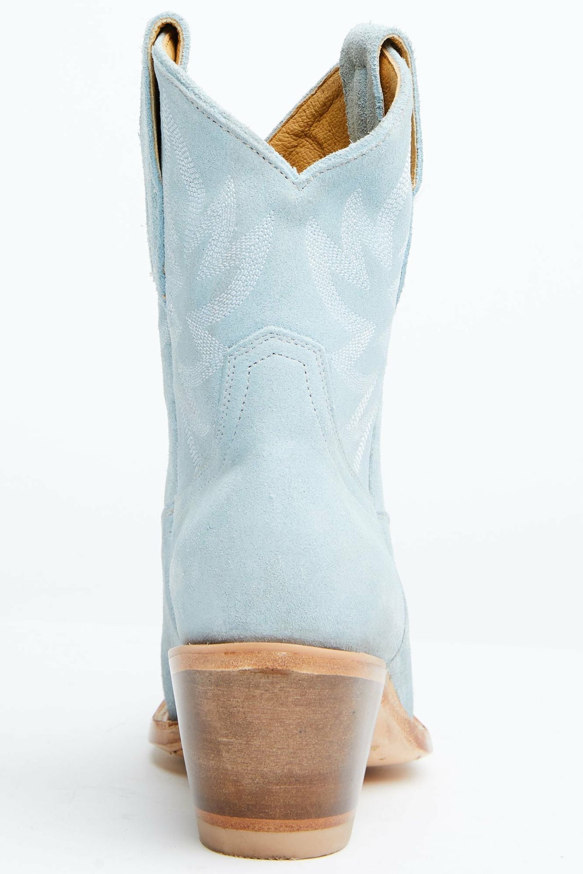 Wheels Blue Suede Western Booties - Round Toe