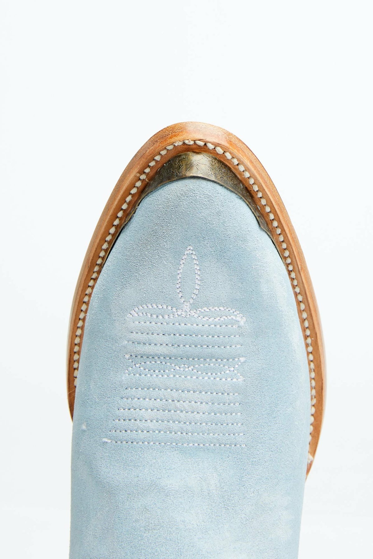 Wheels Blue Suede Western Booties - Round Toe