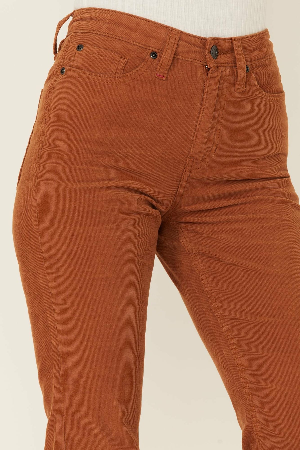 Pecan High Rise Flare Stretch Corduroy Jeans