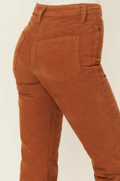Pecan High Rise Flare Stretch Corduroy Jeans