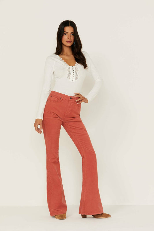 High Risin' Hot Sauce Stretch Signature Back Pockets Flare Corduroy Jeans