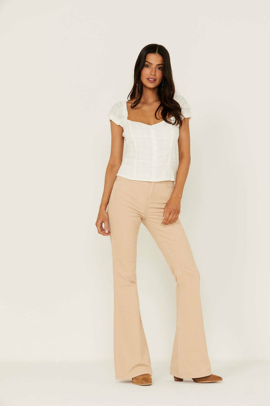 High Risin' Irish Cream Signature Back Pockets Corduroy Flare Jeans
