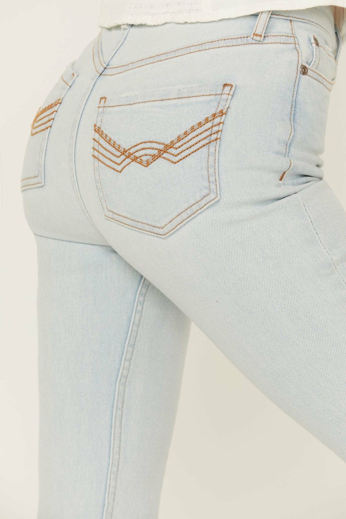 High Risin' Sunglow Wash Distressed Knee Flare Jeans