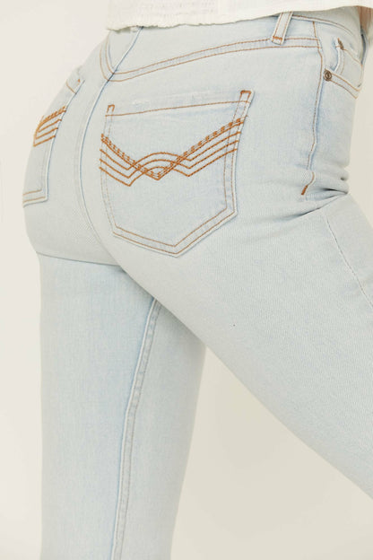 High Risin' Sunglow Wash Distressed Knee Flare Jeans