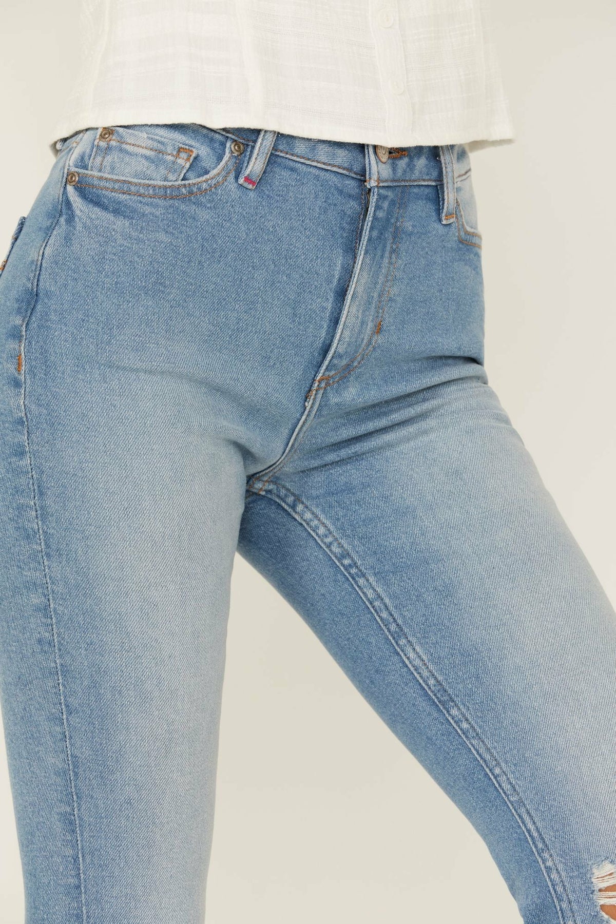 High Risin' Roadtrip Wash Stretch Distressed Knee Flare Jeans