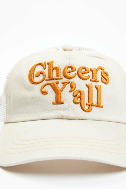Cheers Ya'll Embroidered Mesh-Back Baseball Hat