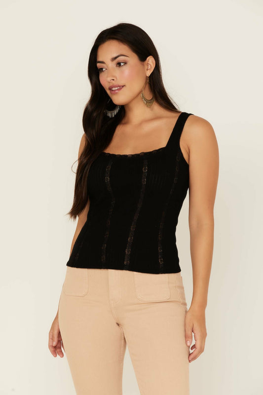 Sparrow Pointelle Rib Lace Tank Top