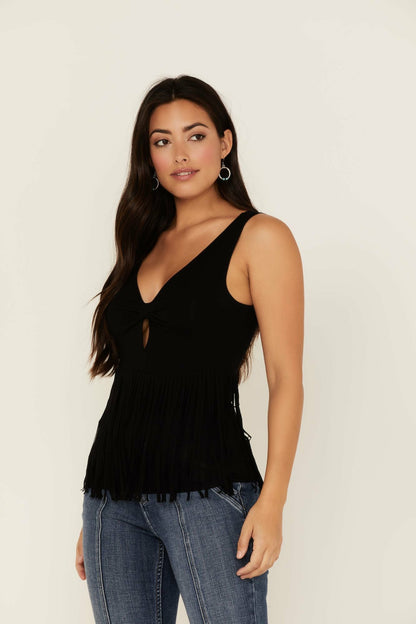 Bluebell Twist & Fringe Tank Top