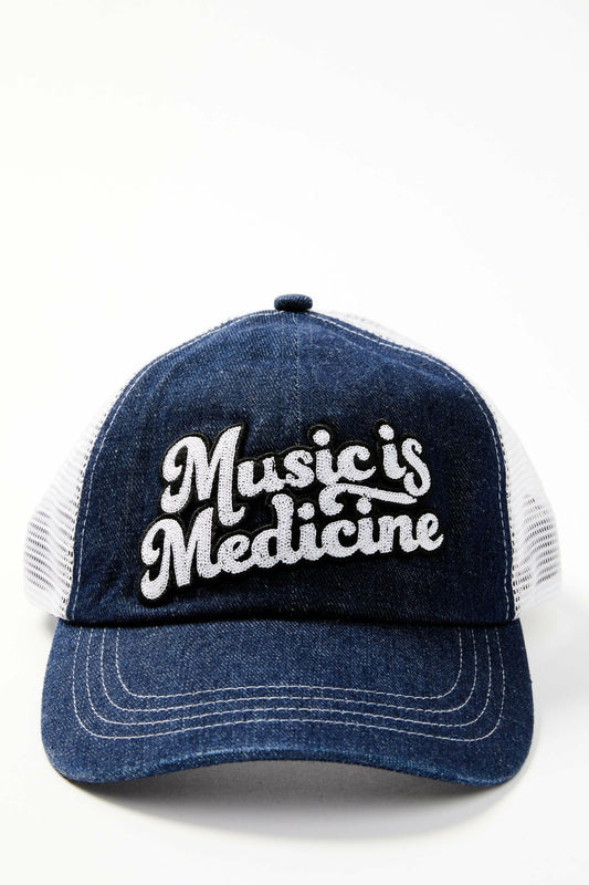 Music Is Medicine Embroidered Mesh Back Ball Cap