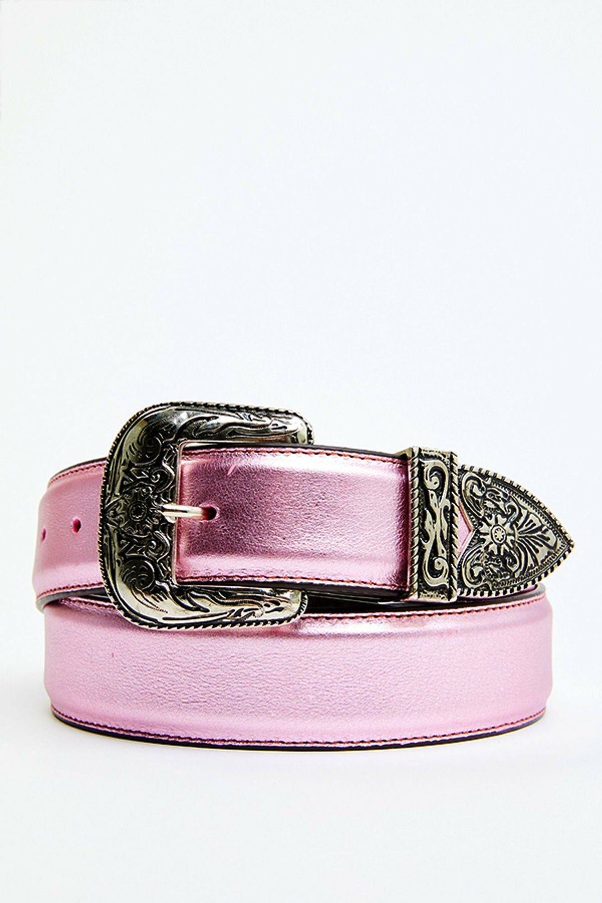 Metallic Etched Western Belt