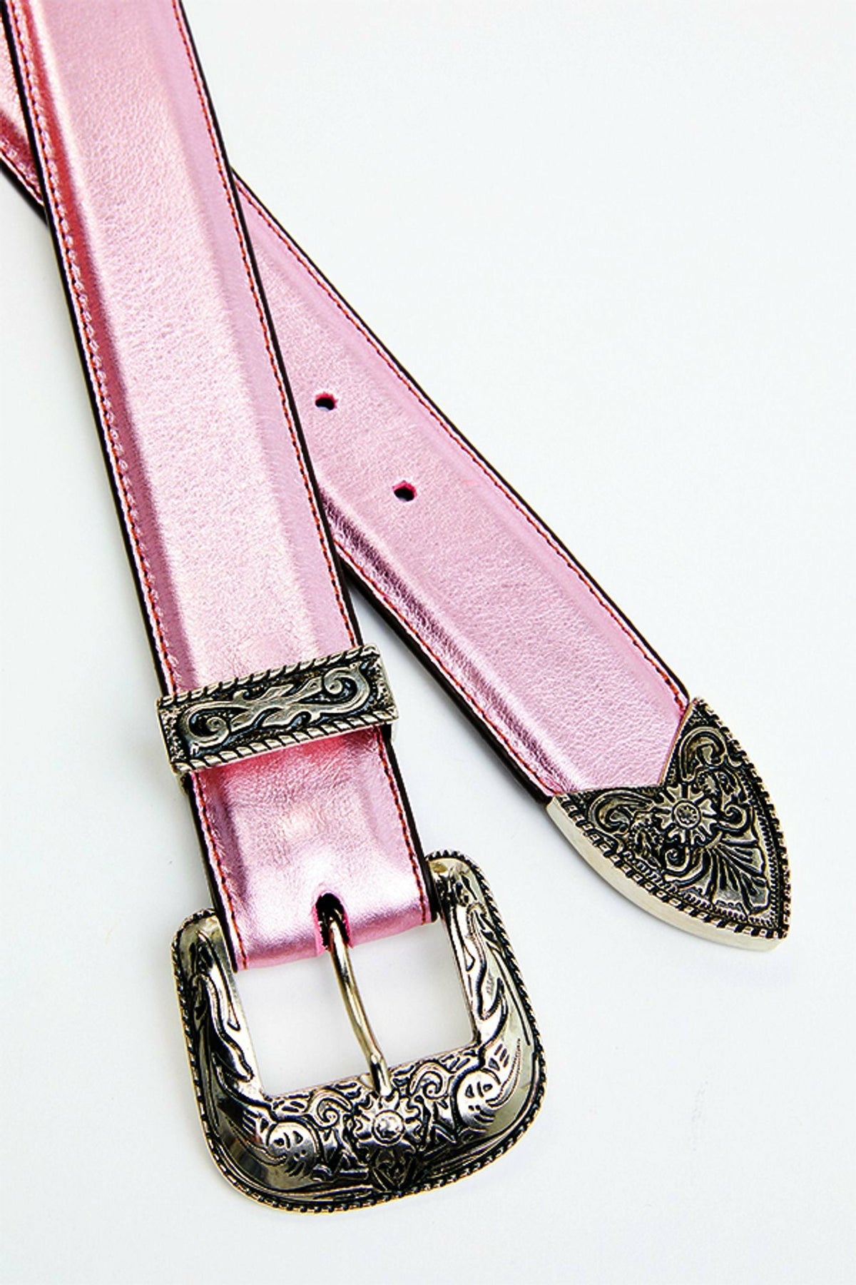 Metallic Etched Western Belt