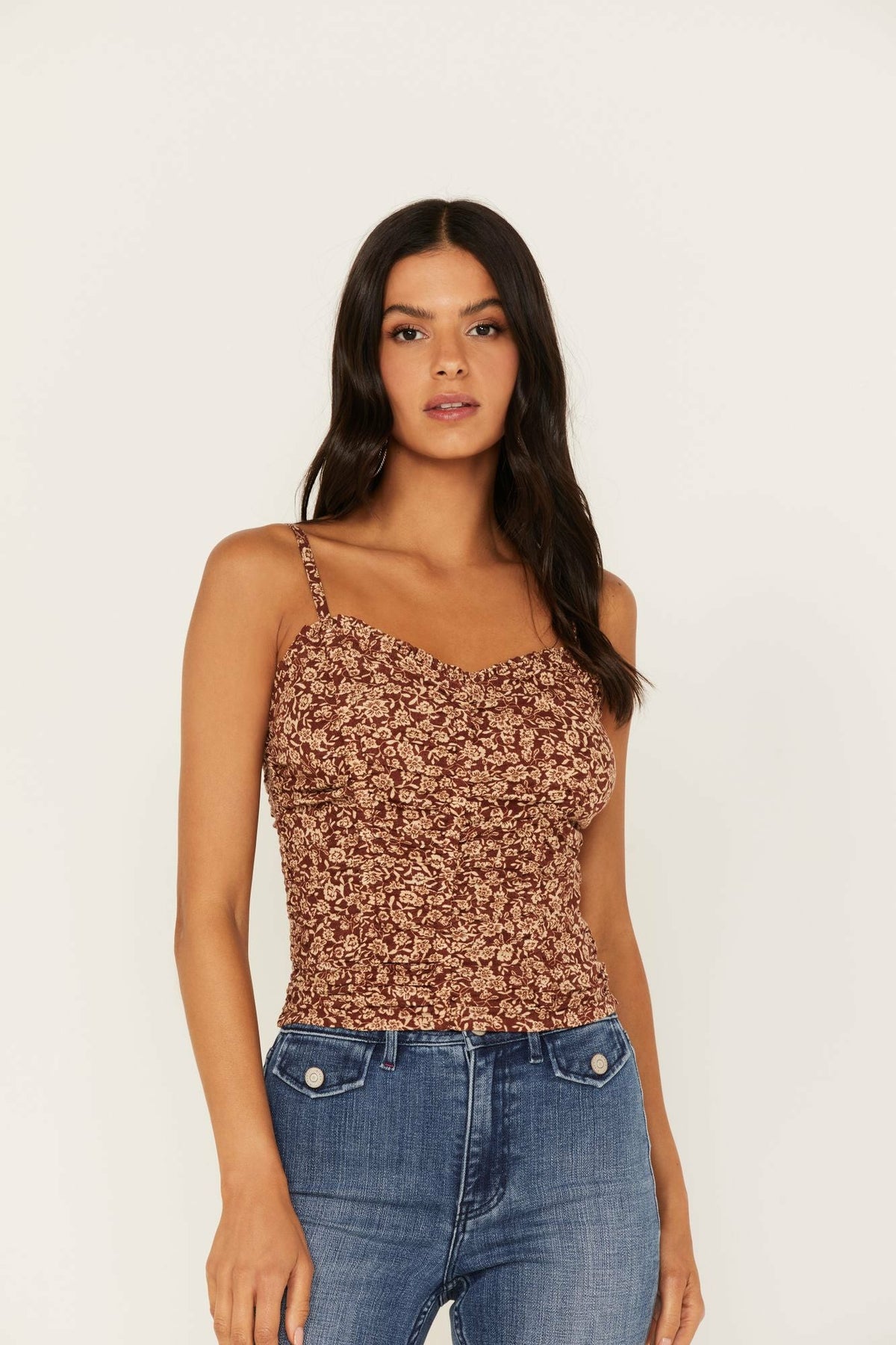 Floral Print Smocked Tank Top