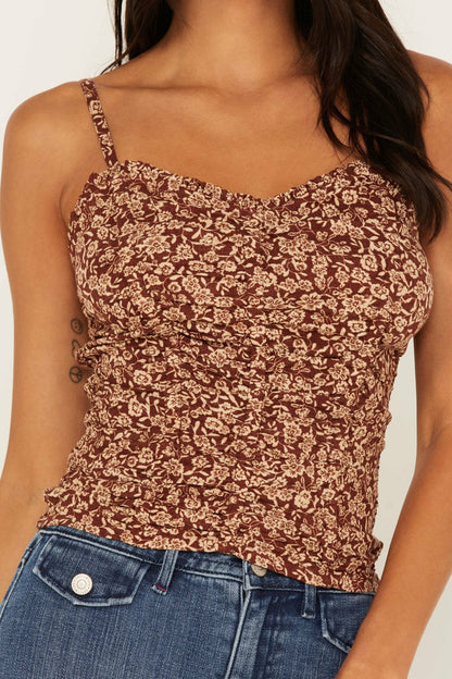 Floral Print Smocked Tank Top