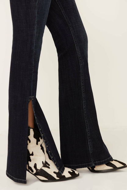 Hickory Place Dark Wash High Risin' Slit Bootcut Jeans
