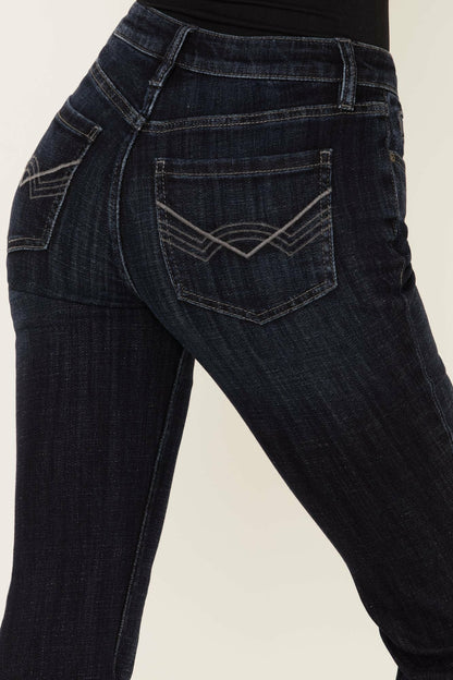 Hickory Place Dark Wash High Risin' Slit Bootcut Jeans