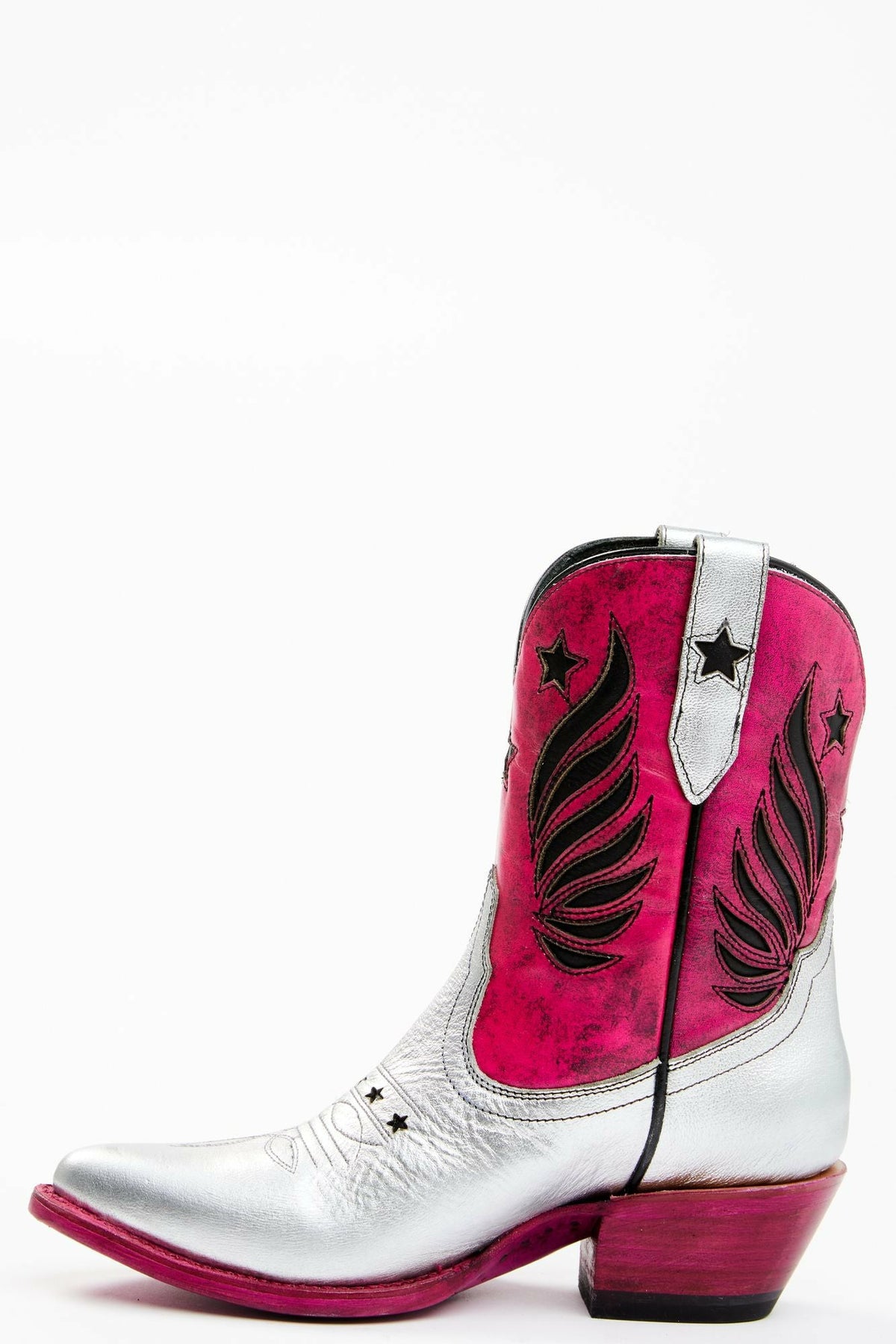 Metallic Star Inlay Roadie Western Booties - Round Toe