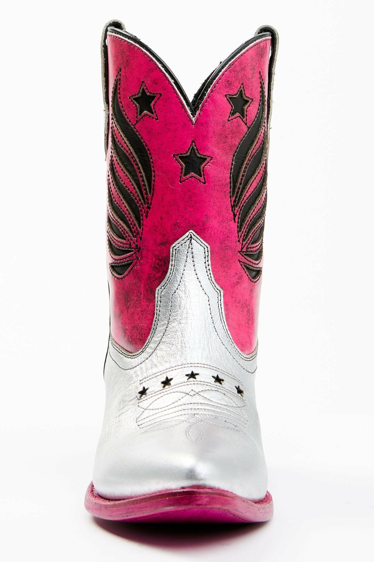 Metallic Star Inlay Roadie Western Booties - Round Toe