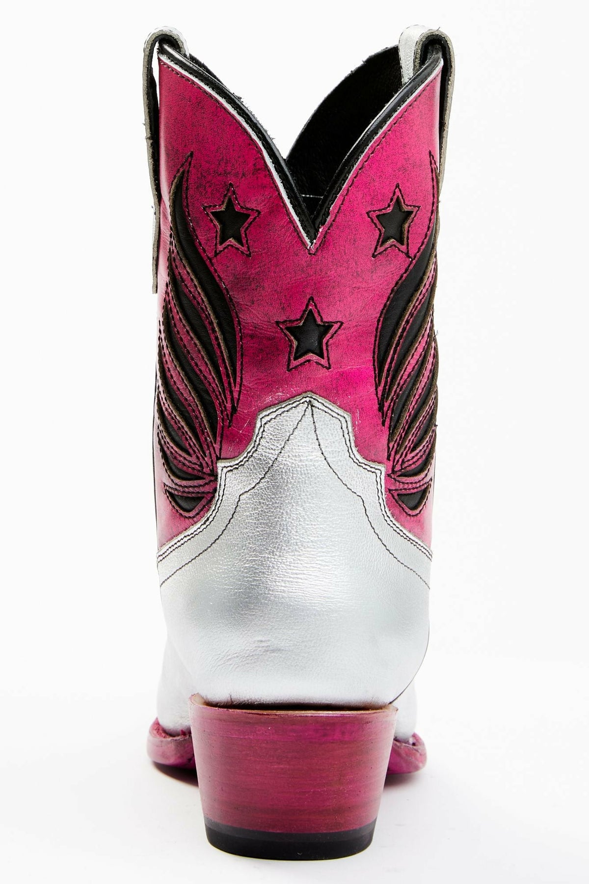 Metallic Star Inlay Roadie Western Booties - Round Toe