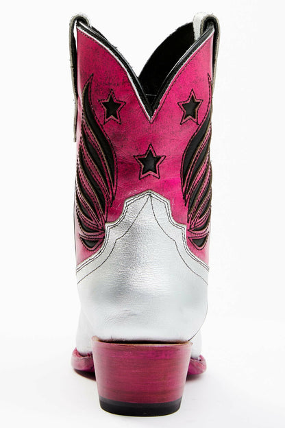 Metallic Star Inlay Roadie Western Booties - Round Toe