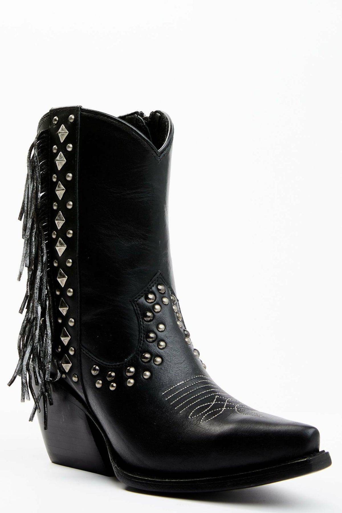 Studded Fringe Day Trip Cowgirl Boots - Snip Toe