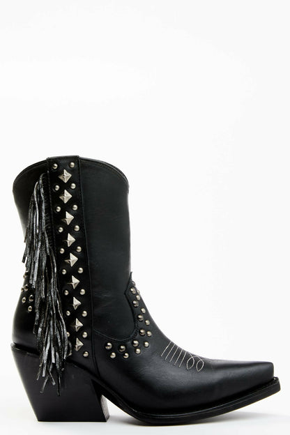 Studded Fringe Day Trip Cowgirl Boots - Snip Toe
