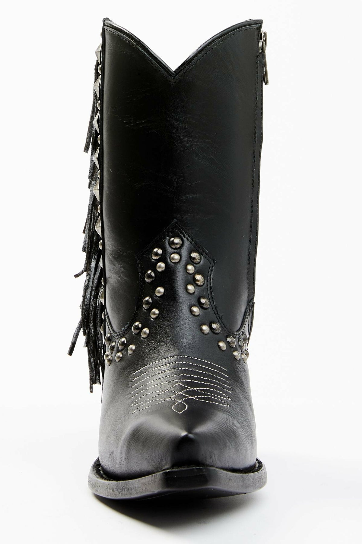 Studded Fringe Day Trip Cowgirl Boots - Snip Toe