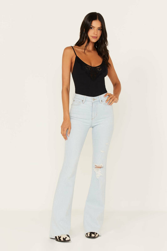 Light Wash West Avenue High Risin Distressed Flare Jeans