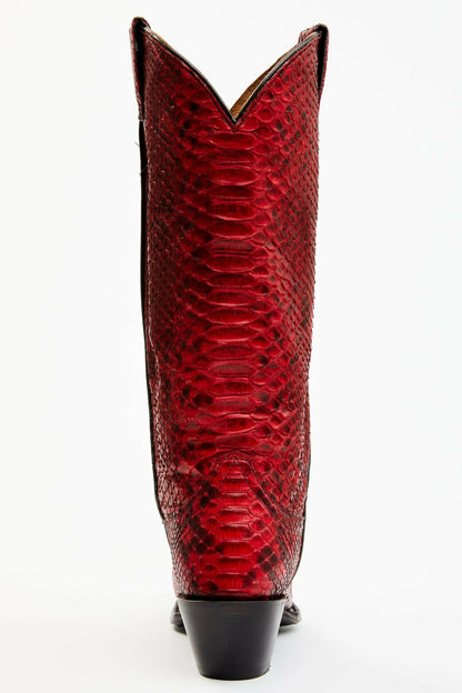 Slay Red Python Tall Western Boots - Snip Toe