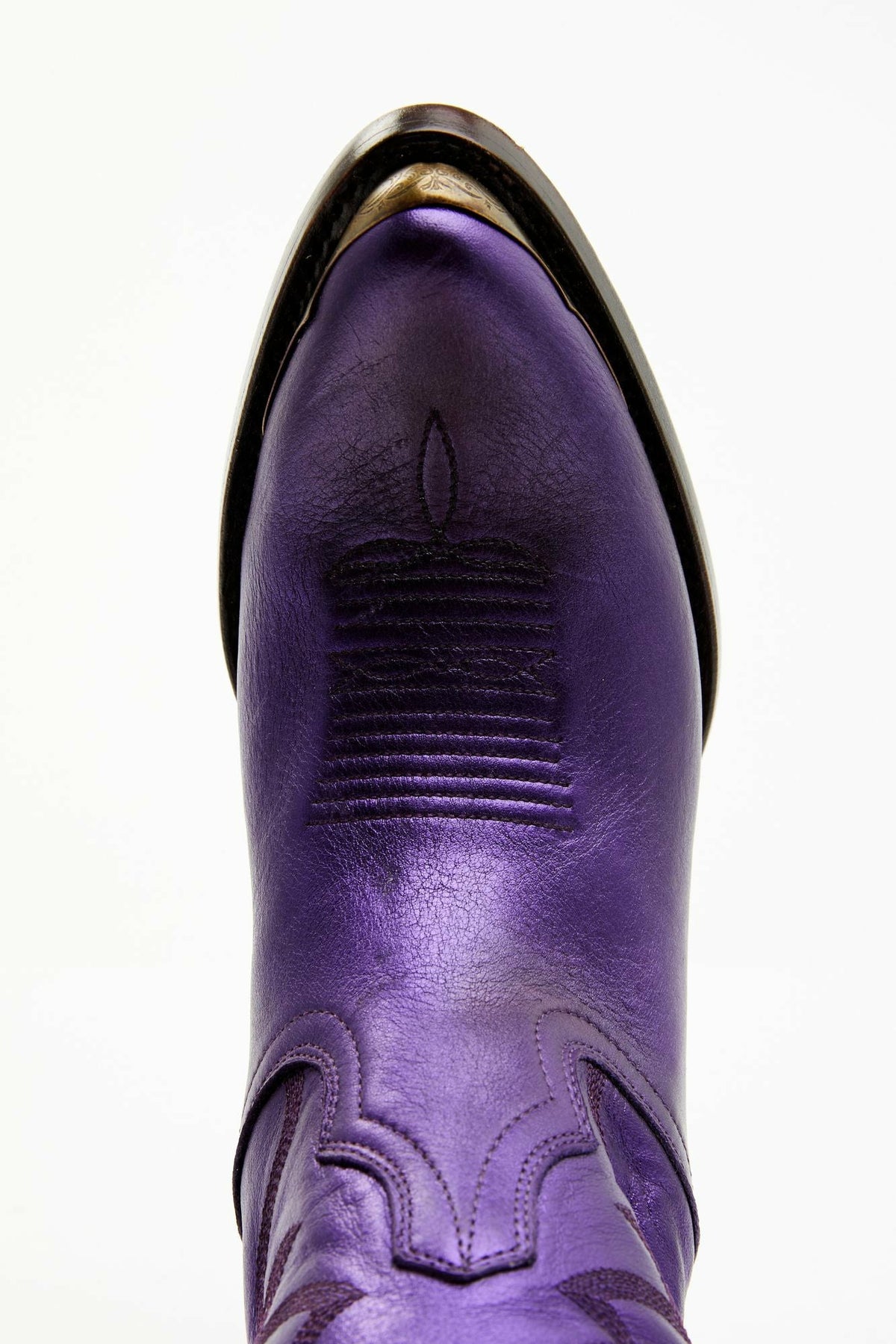 Wheels Metallic Violet Leather Booties - Round Toe