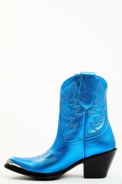 Wheels Metallic Royale Leather Western Booties - Round Toe