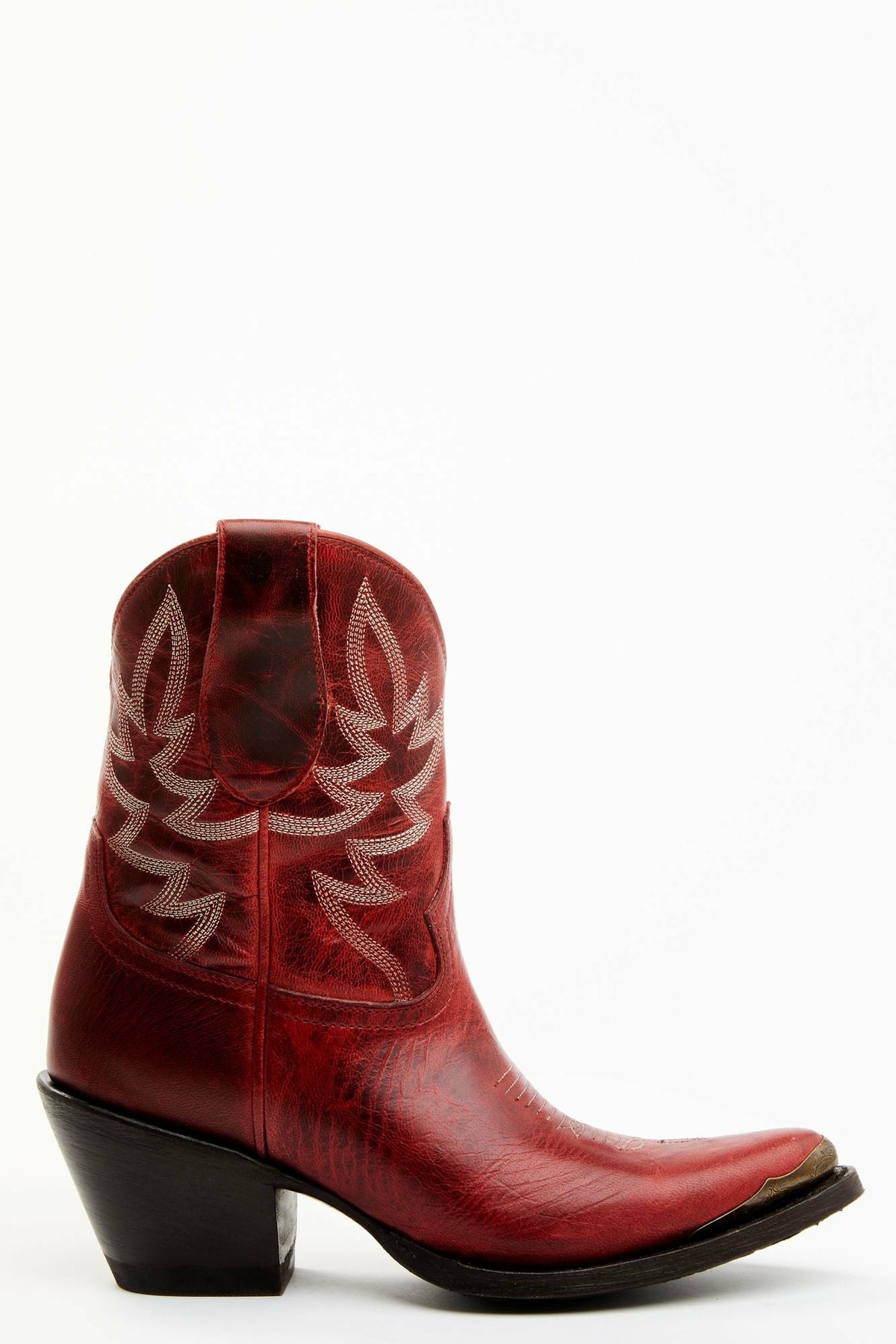 Wheels Red Leather Western Booties - Round Toe