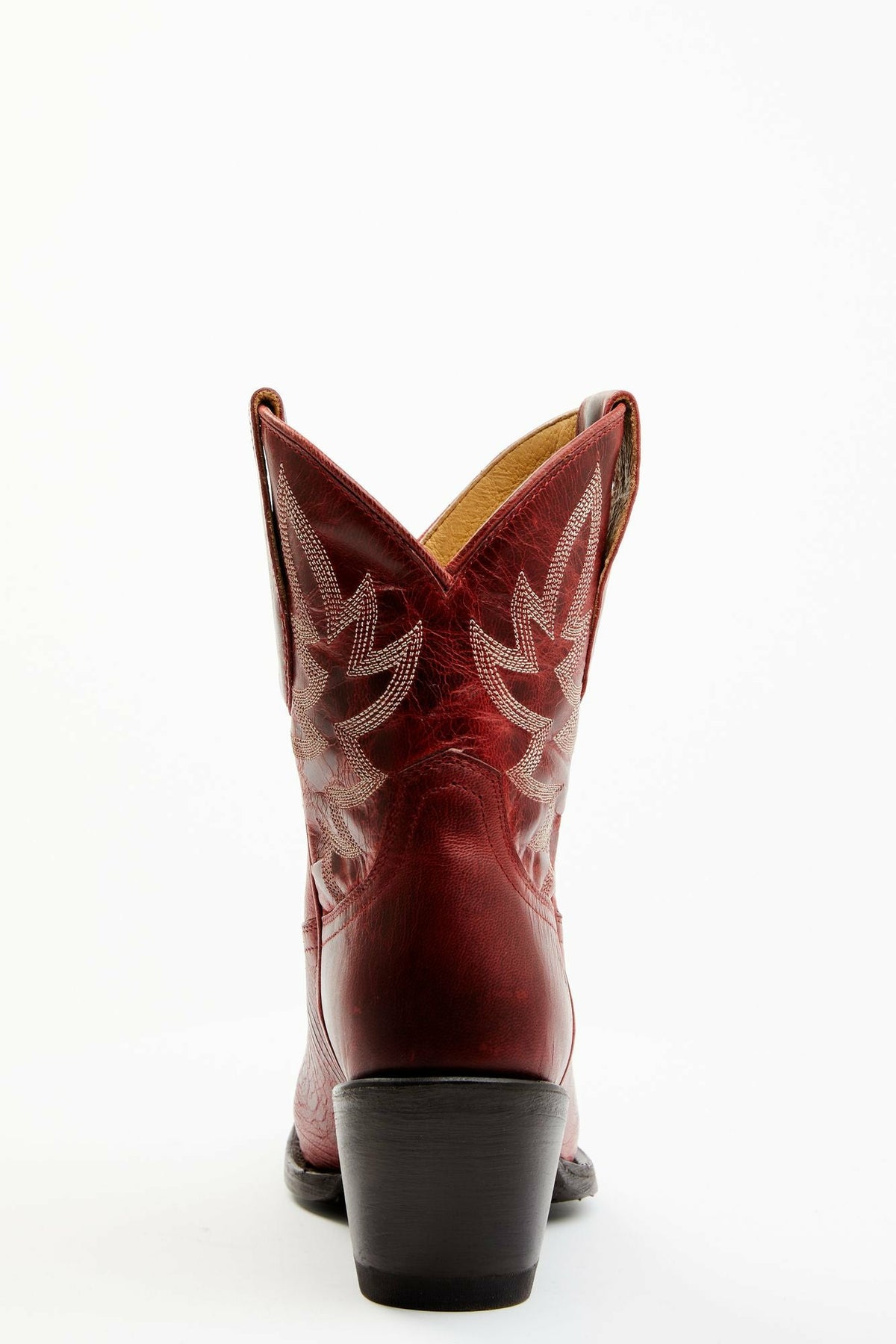 Wheels Red Leather Western Booties - Round Toe