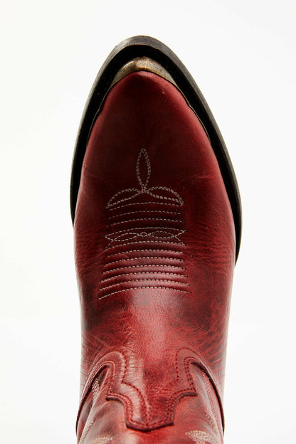 Wheels Red Leather Western Booties - Round Toe