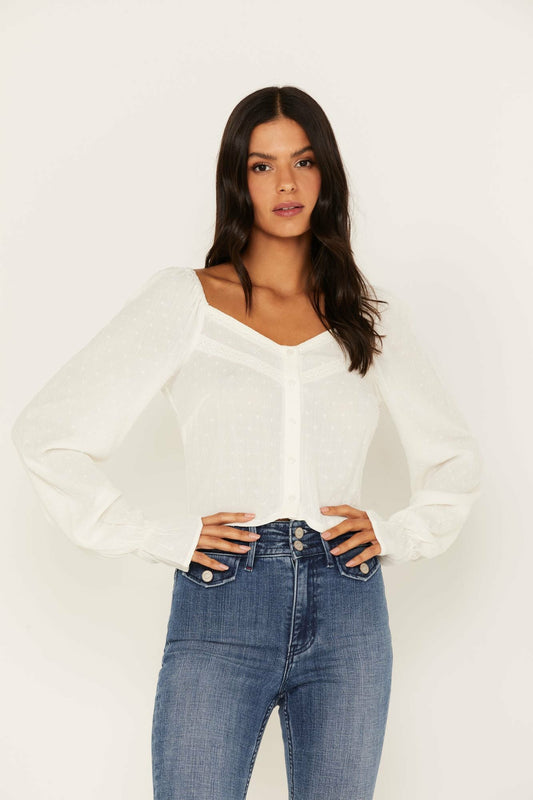 Swiss Dot Lace Poet Top