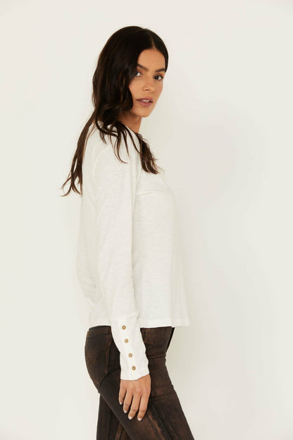 Velvet Trim Henley Top