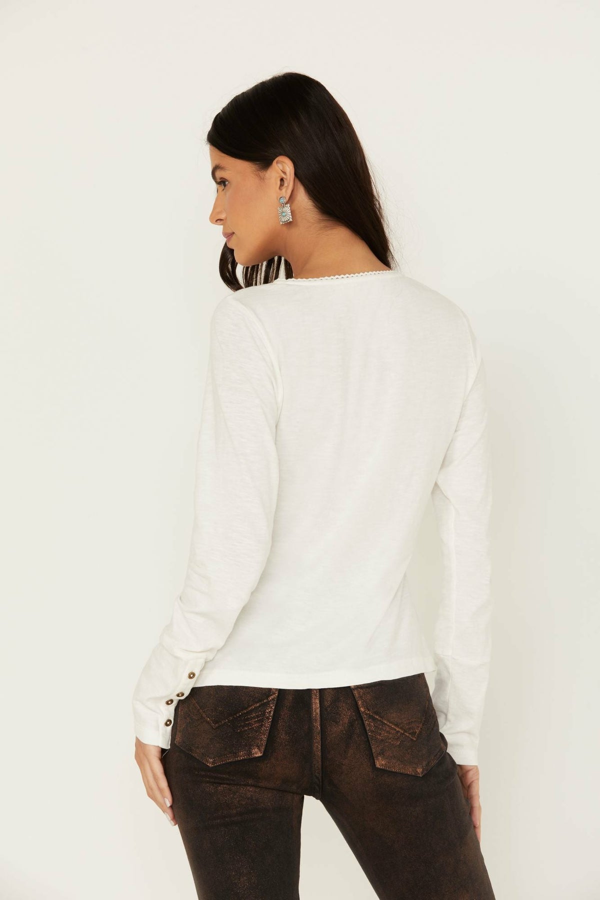 Velvet Trim Henley Top