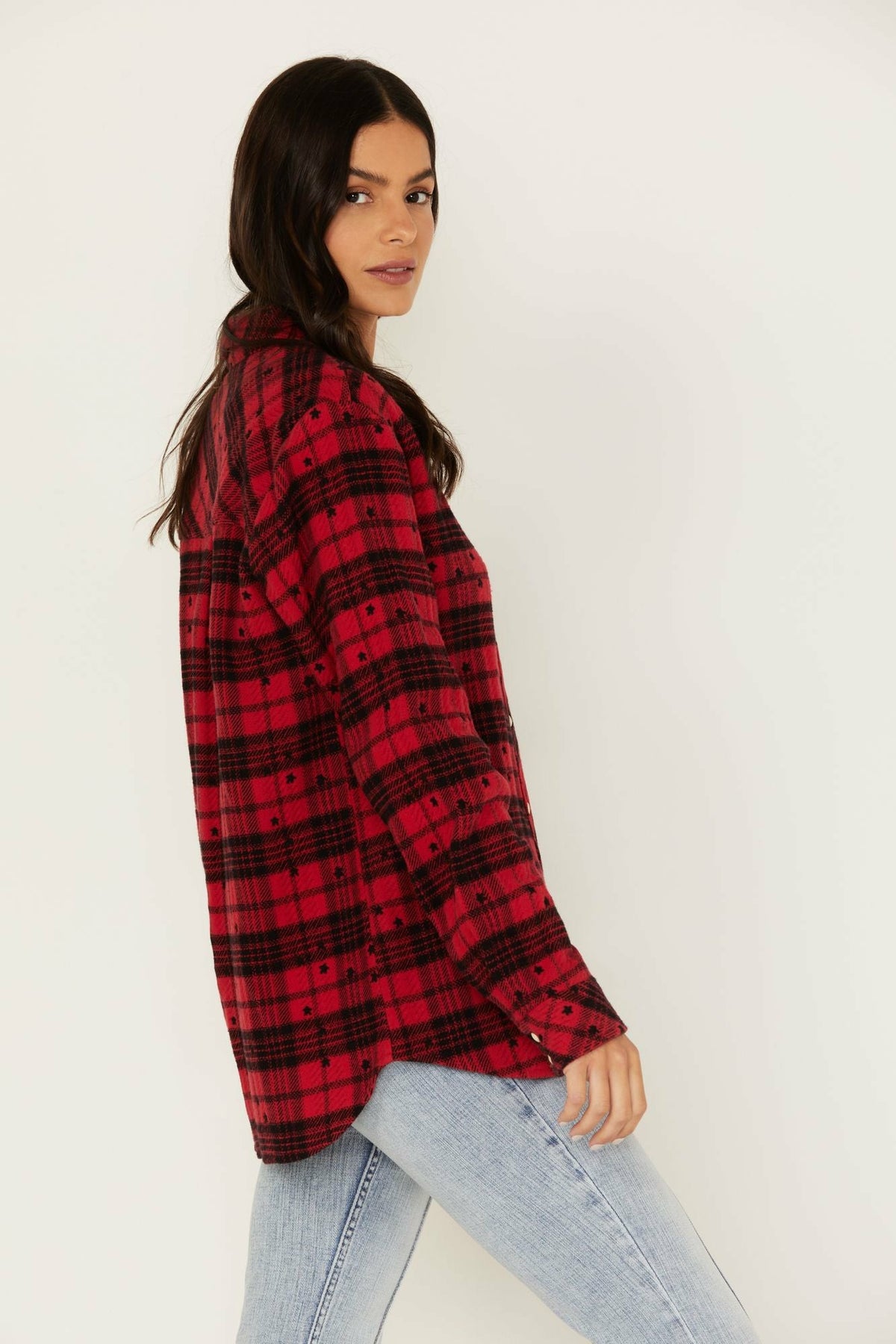 Tira Plaid Star Print Flannel Top