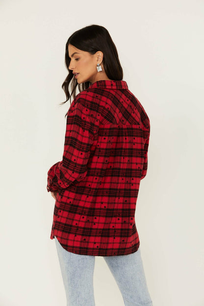 Tira Plaid Star Print Flannel Top