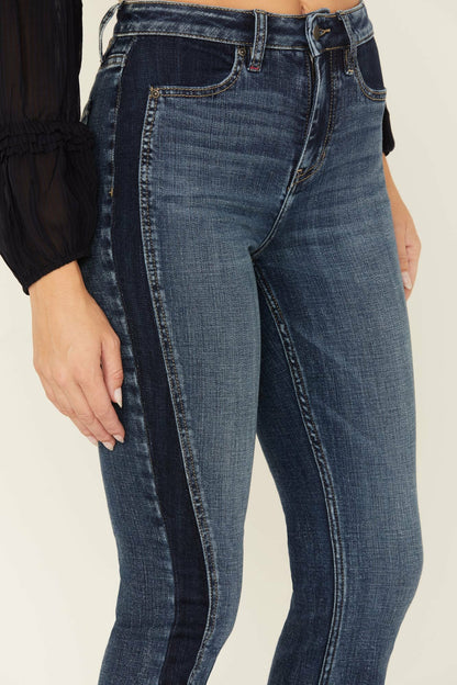 Holland Medium Wash Contrast Panels High Risin' Stretch Bootcut Jeans