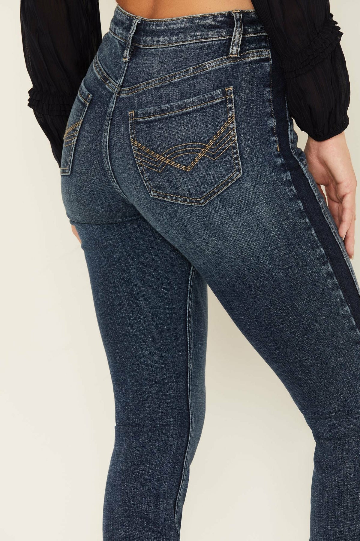 Holland Medium Wash Contrast Panels High Risin' Stretch Bootcut Jeans
