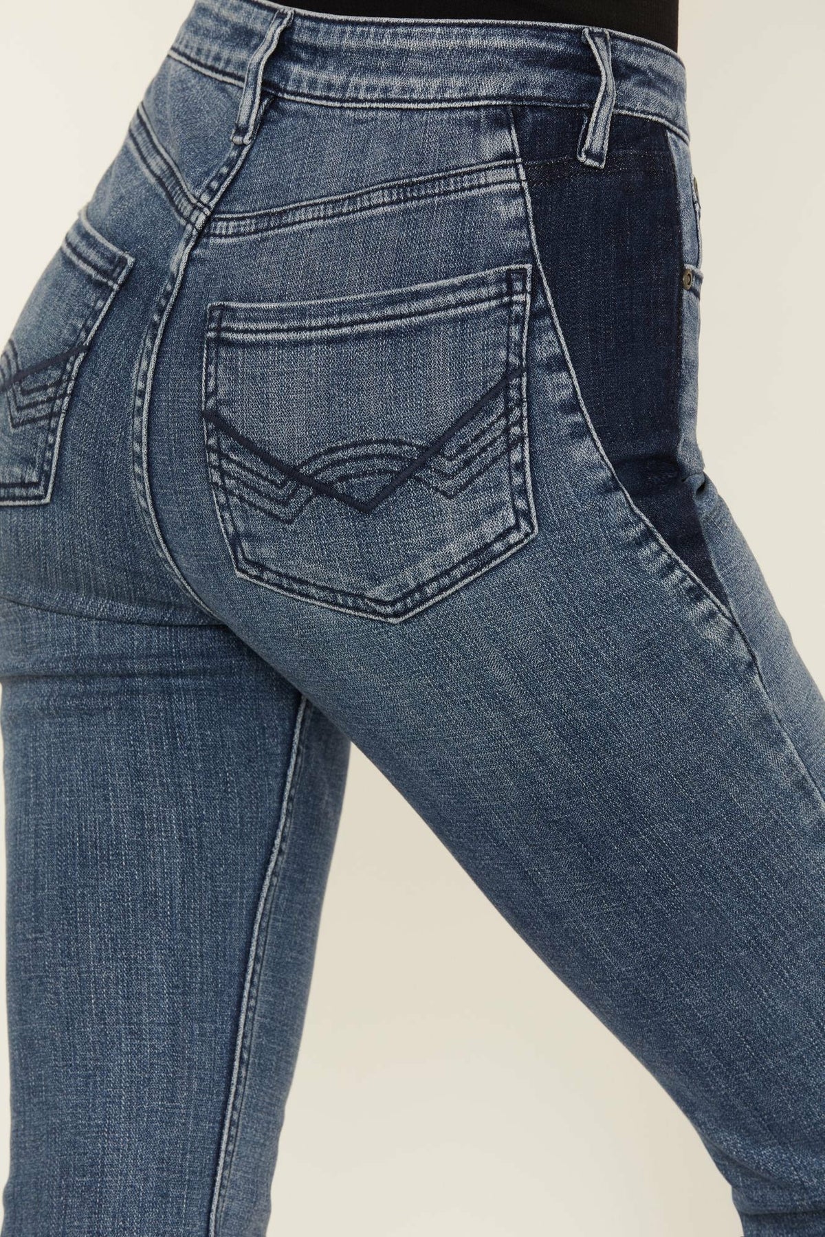 Barella Dark Wash Contrast Panels High Risin' Stretch Bootcut Jeans