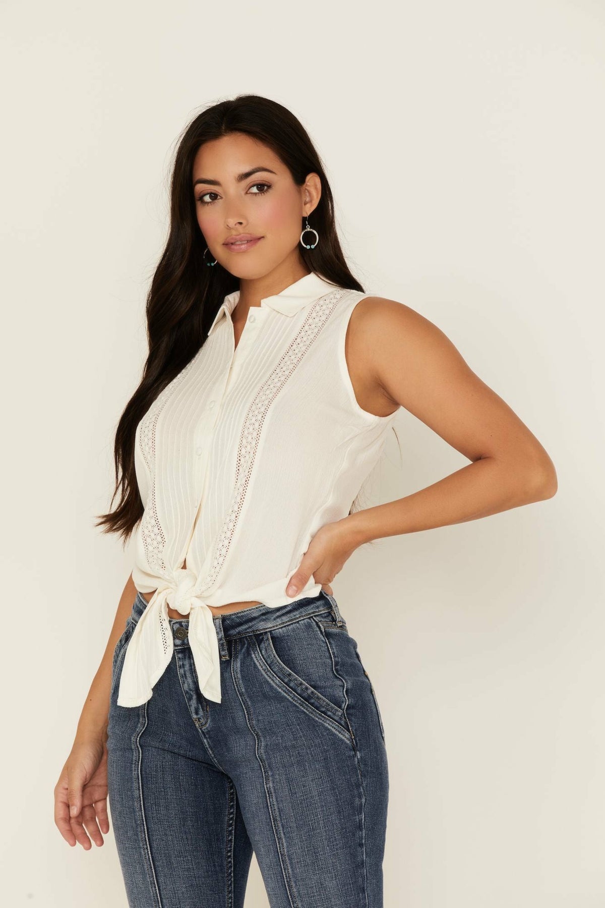 Barewood Button Front Tie Top