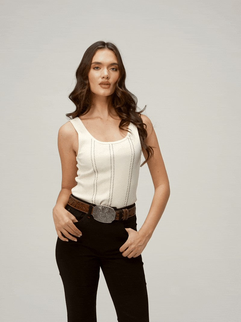 Westerly Drive Brown Tooled Belt