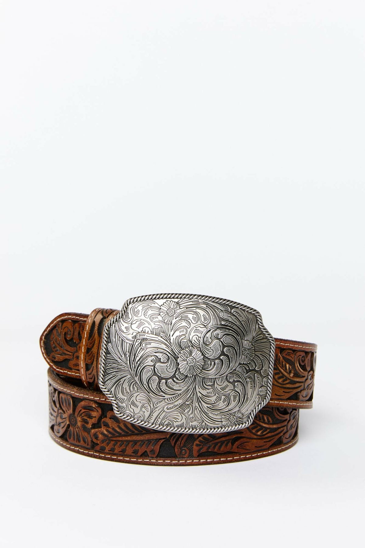 Westerly Drive Brown Tooled Belt