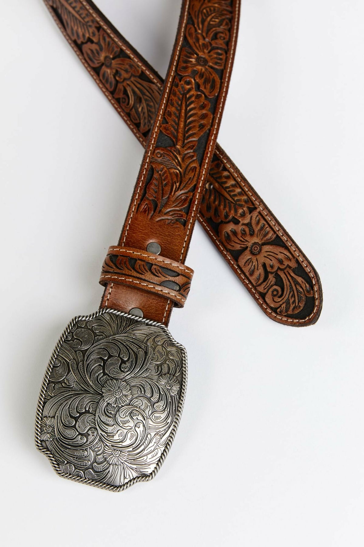 Westerly Drive Brown Tooled Belt