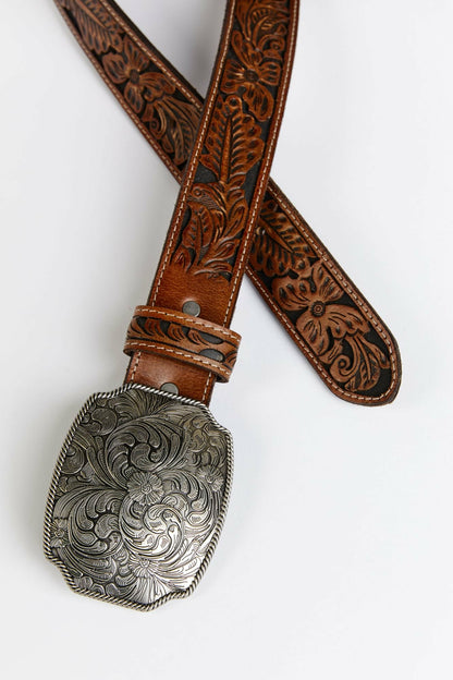 Westerly Drive Brown Tooled Belt