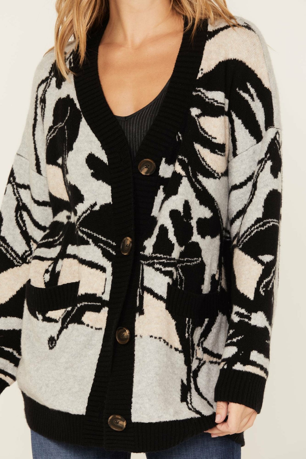 Alice Floral Abstract Cardigan Sweater