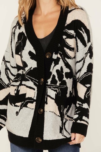Alice Floral Abstract Cardigan Sweater