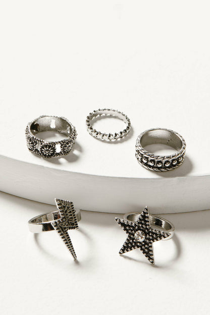 Lauderdale 5-piece Silver Ring Set