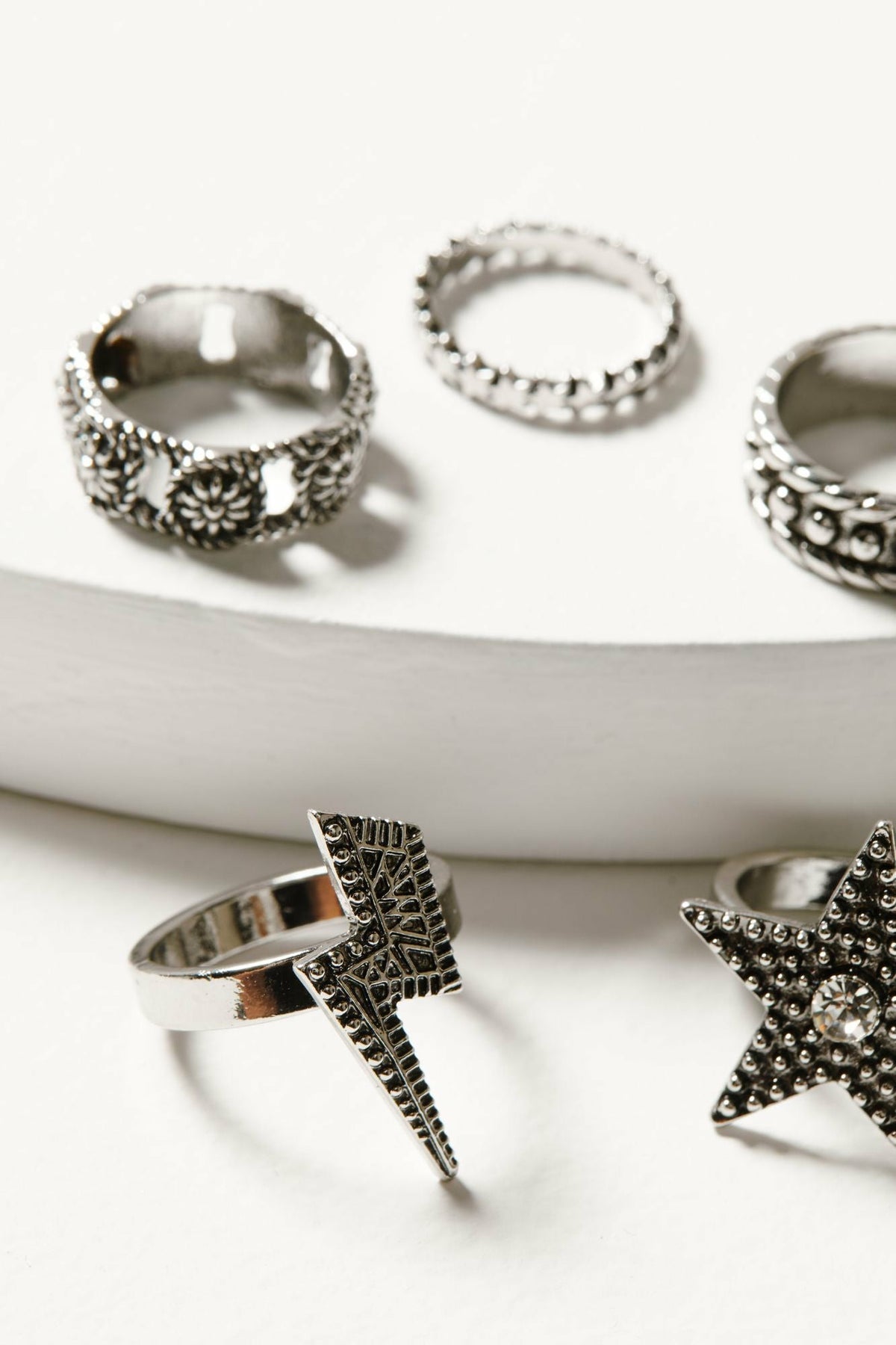 Lauderdale 5-piece Silver Ring Set
